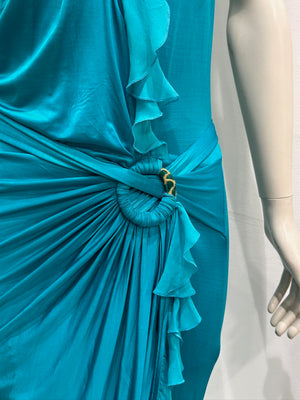 S/S2006 Roberto Cavalli ruffled wrap midi dress
