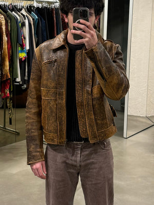 A/W 2005 Roberto Cavalli eroded faded leather jacket