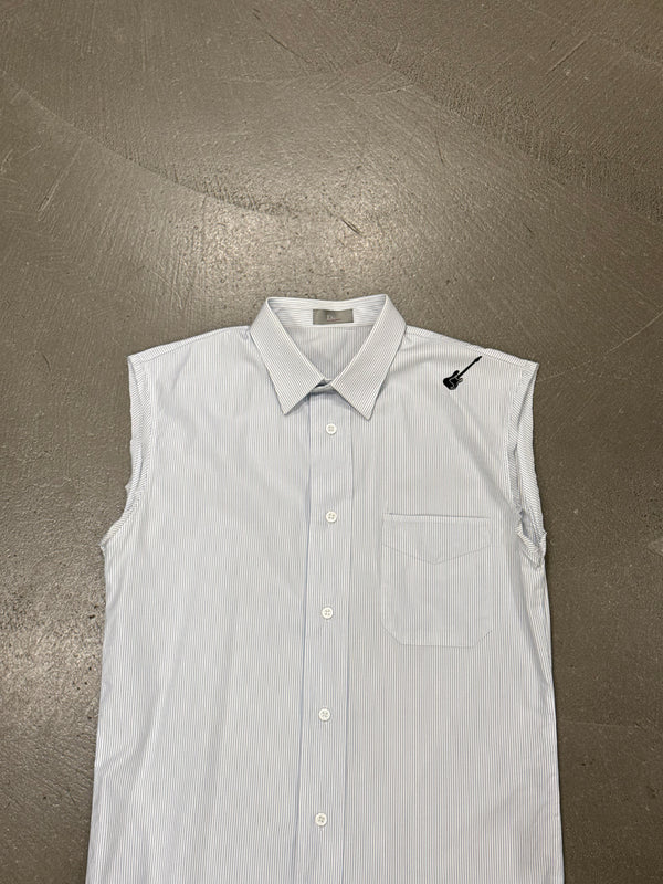 S/S2005 Dior Homme embroidered guitar sleeveless cotton shirt