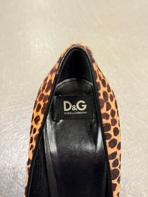 2000s Dolce & Gabbana leopard pony hair heels