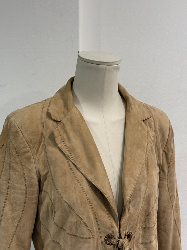 2002 Roberto Cavalli butterfly lace-up leather jacket