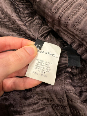 2000s Gianni Versace Couture ostrich embossed leather coat