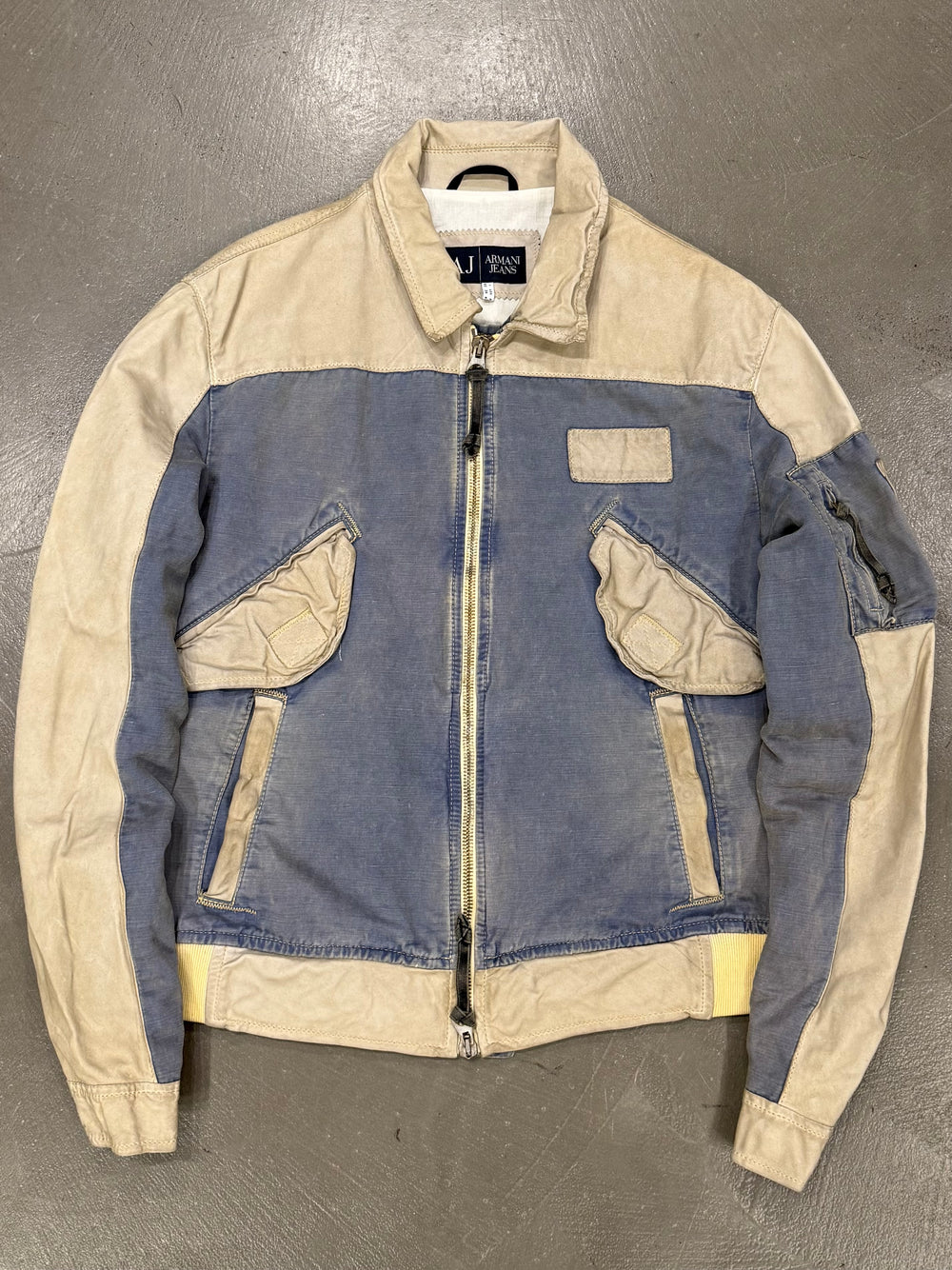 2000s Armani horse leather hybrid bomber jacket