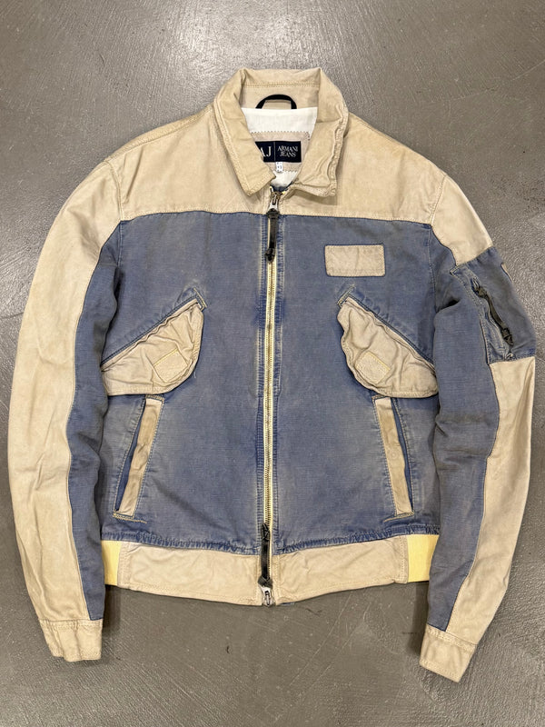 2000s Armani horse leather hybrid bomber jacket