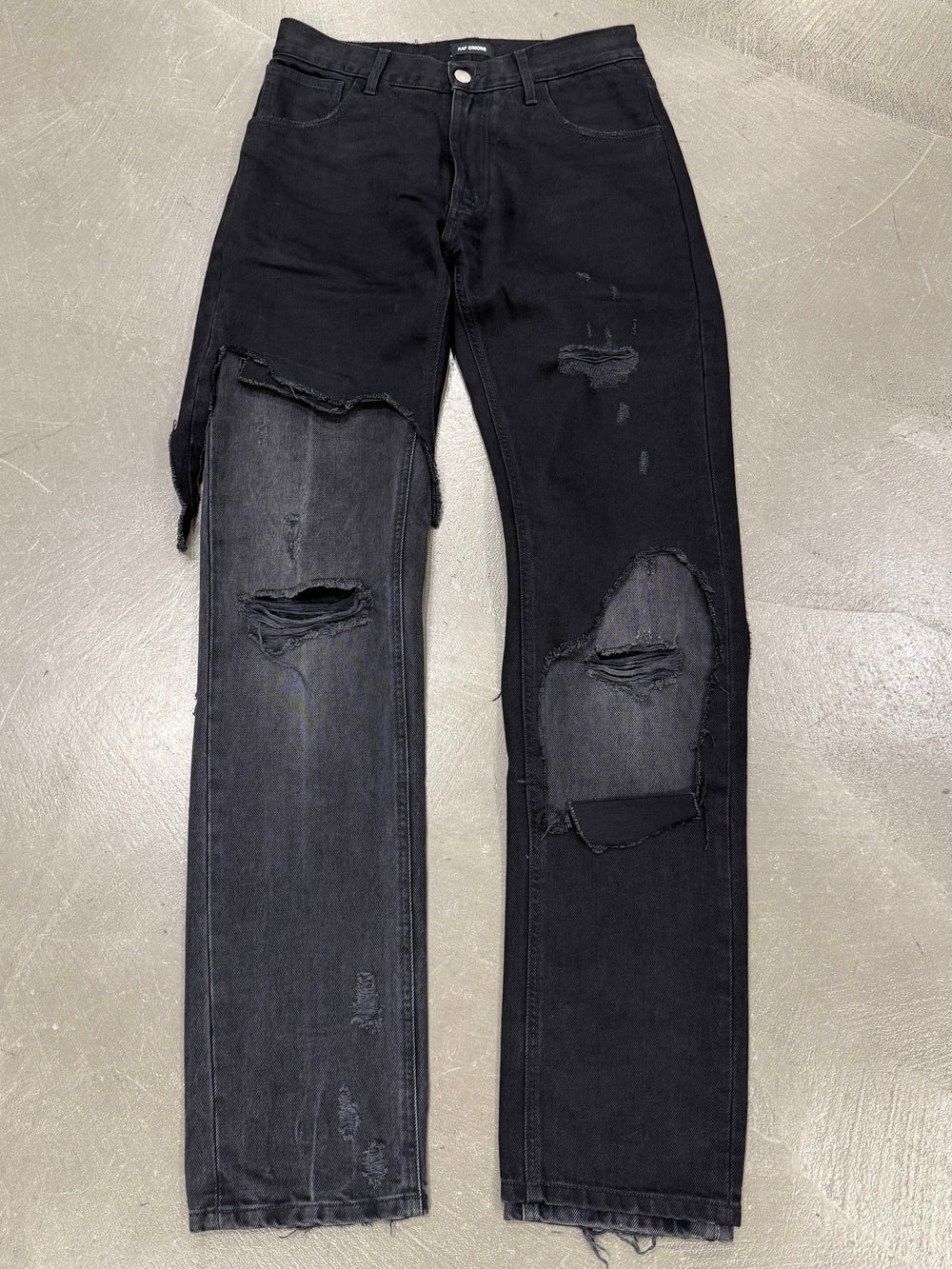A/W2019 Raf Simons distressed black double layer pants
