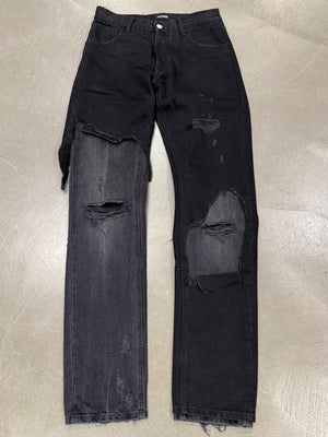 A/W2019 Raf Simons distressed black double layer pants