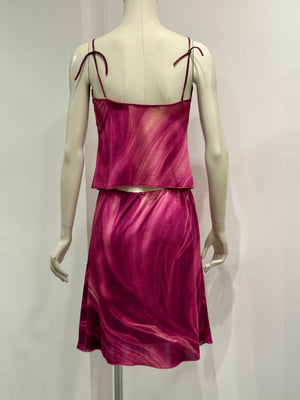 2000s Roberto Cavalli rose set top & skirt