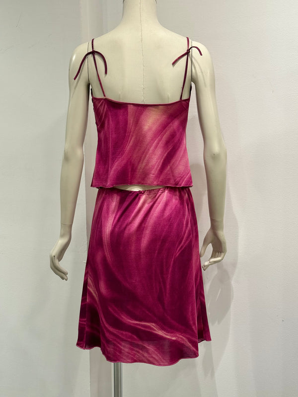 2000s Roberto Cavalli rose set top & skirt
