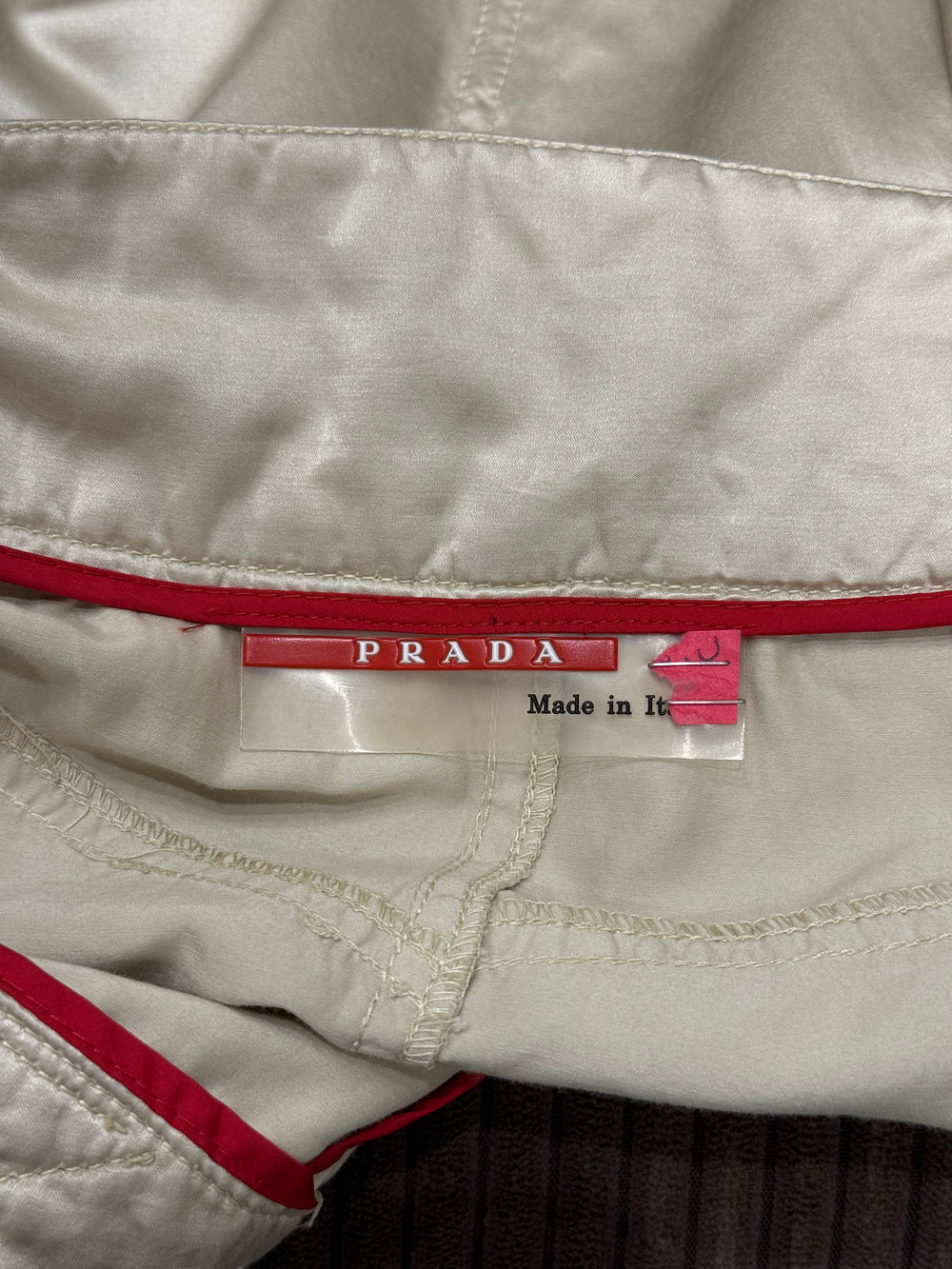 2000s Prada belted satin midi skirt