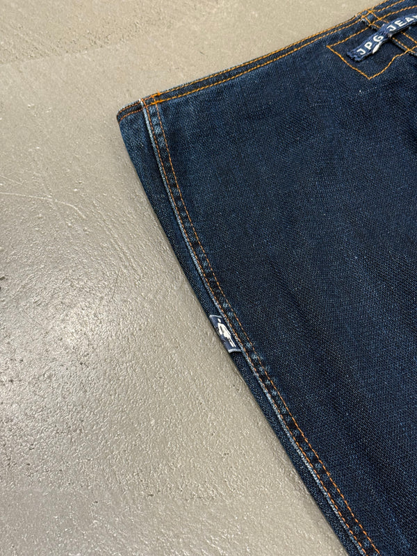 2000s Jean Paul Gaultier pierced patchwork flared jeans