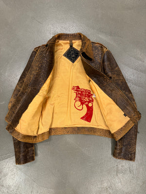 A/W 2005 Roberto Cavalli eroded faded leather jacket