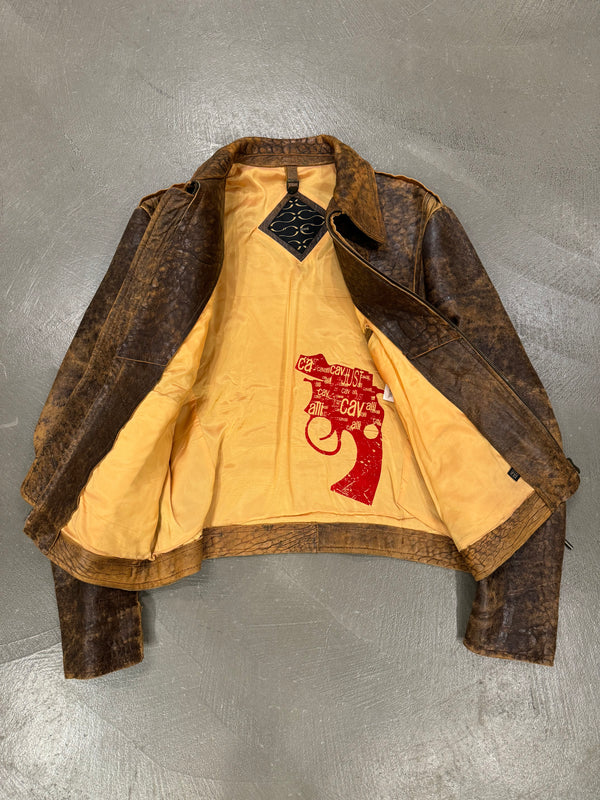 A/W 2005 Roberto Cavalli eroded faded leather jacket