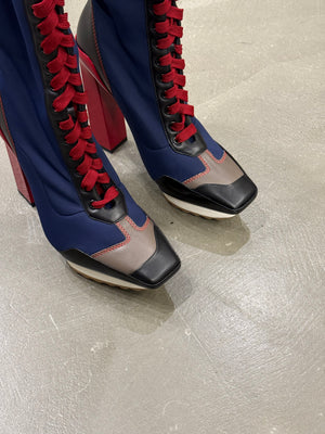 S/S2017 Versace iconic runway neoprene multi color high boots