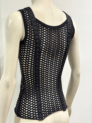 S/S2003 Dolce & Gabbana fishnet bondage lace-up tank top