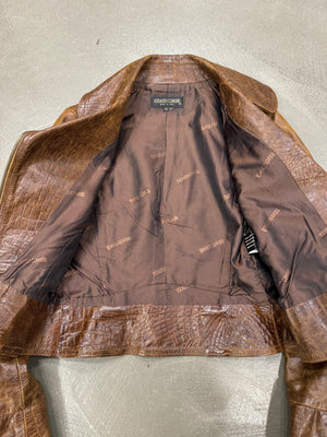 A/W2000 Roberto Cavalli crocodile embossed leather jacket