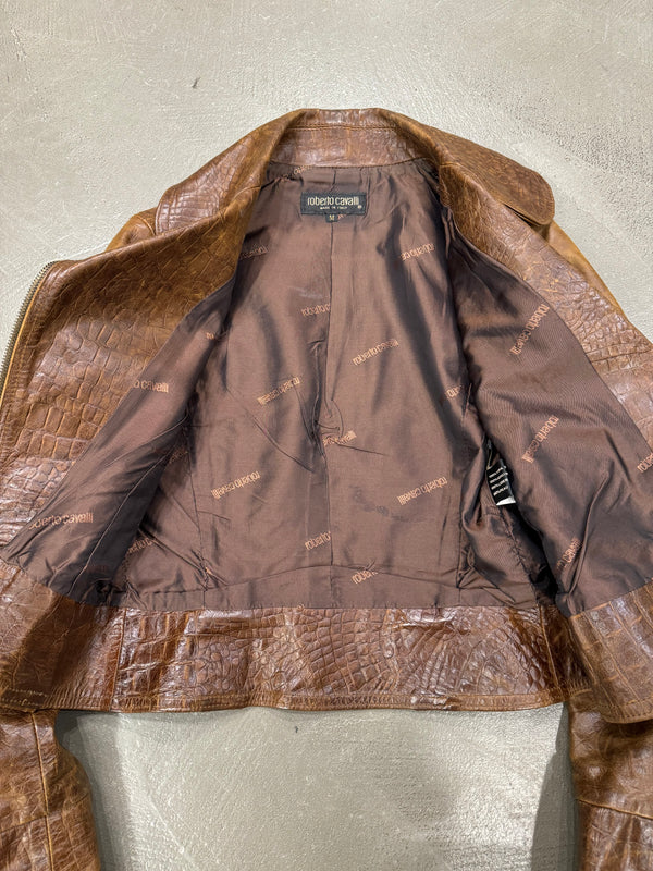 A/W2000 Roberto Cavalli crocodile embossed leather jacket