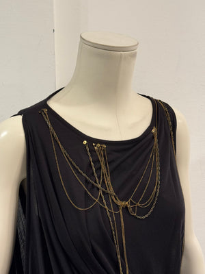 Plein Sud draped sleeveless top with chain detailing