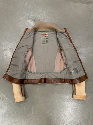 2000s Prada pony hair hybrid leather biker jacket