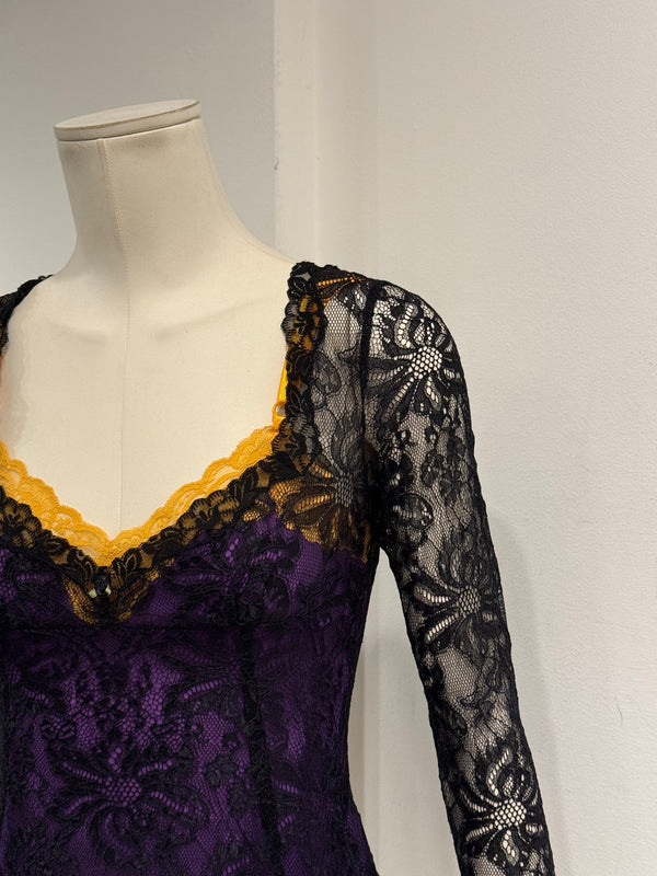 2000s Dolce & Gabbana lace double layer blouse