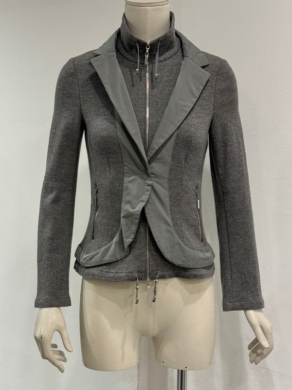 2000s Brunello Cucinelli layered wool zip blazer