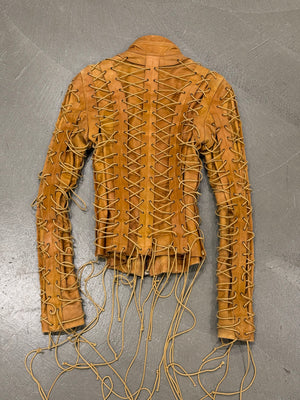 A/W2002 Plein Sud lace-up cage leather jacket