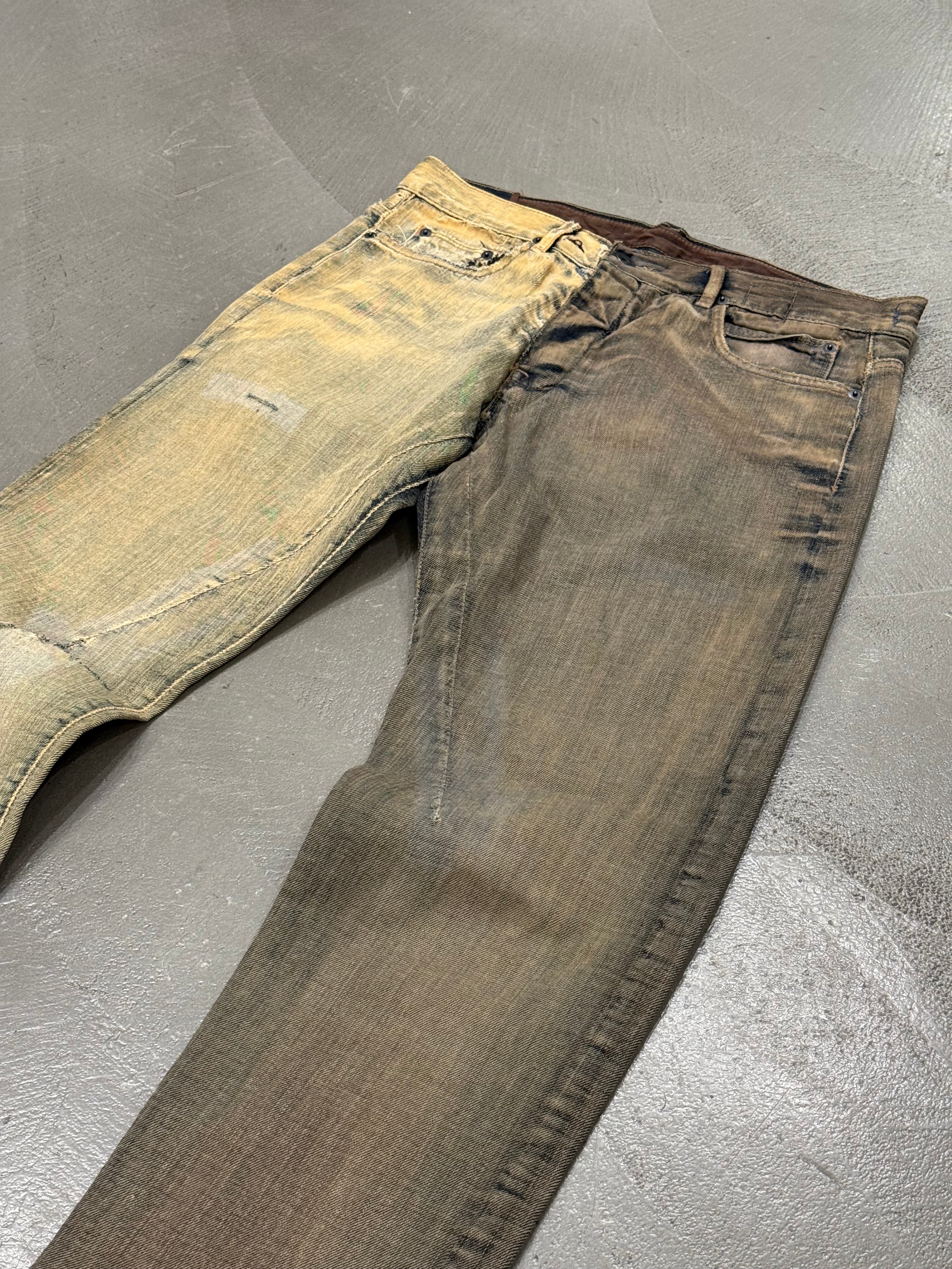 2000s Rick Owens Olmar Mirta dust bleach split denim