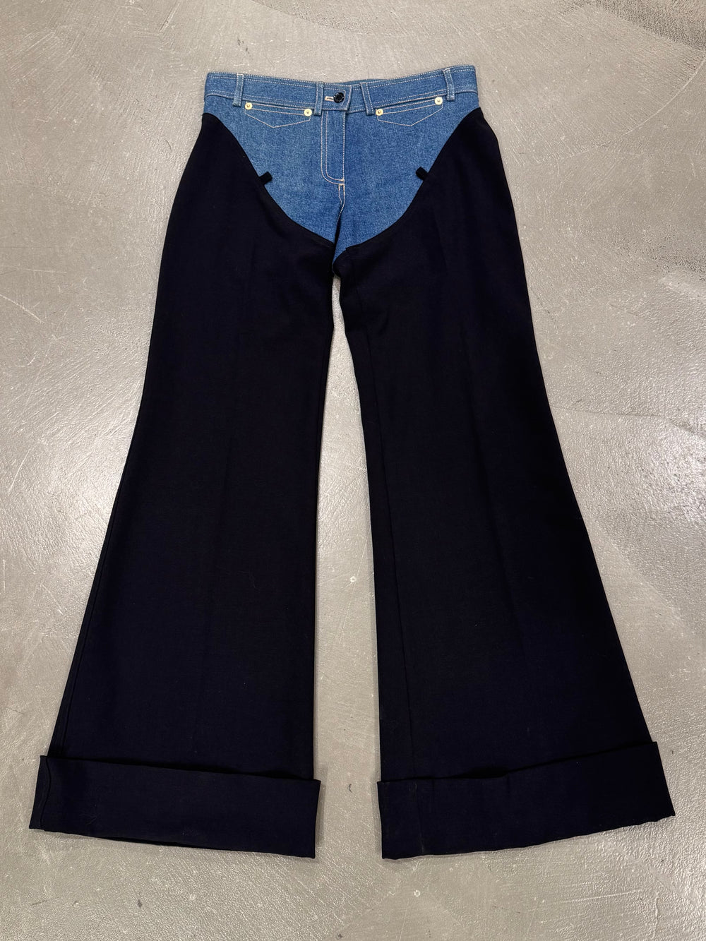 S/S2001 Dolce & Gabbana western hybrid wool/denim pants