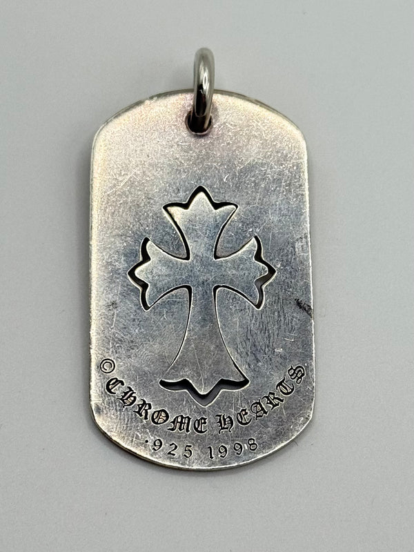 Chrome Hearts dog tag cross cutout necklace pendant