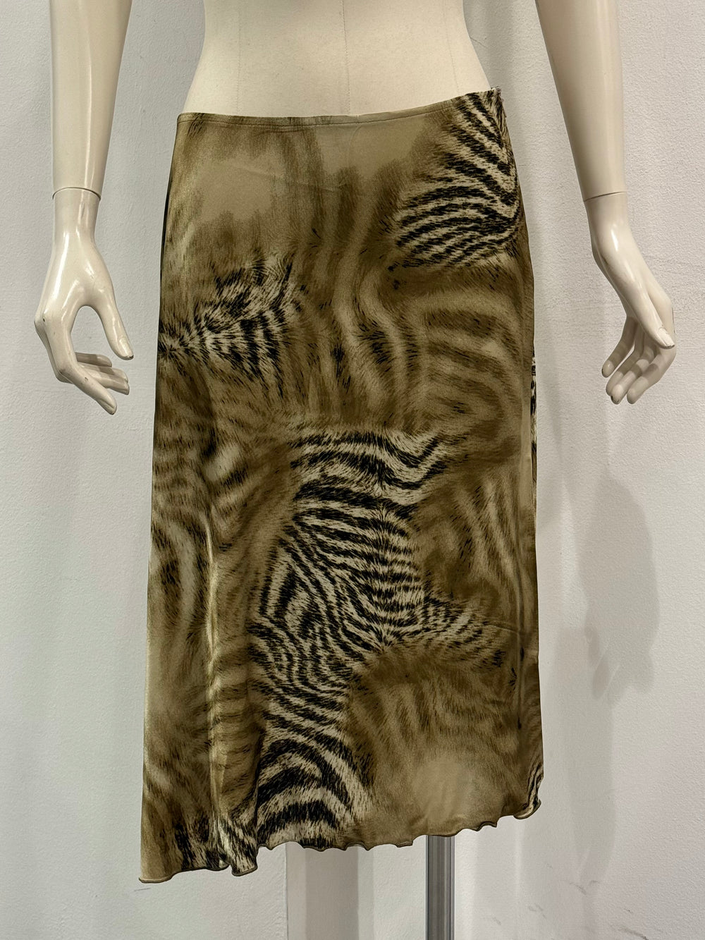 2000s Roberto Cavalli animal Print asymmetric midi skirt