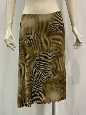 2000s Roberto Cavalli animal Print asymmetric midi skirt