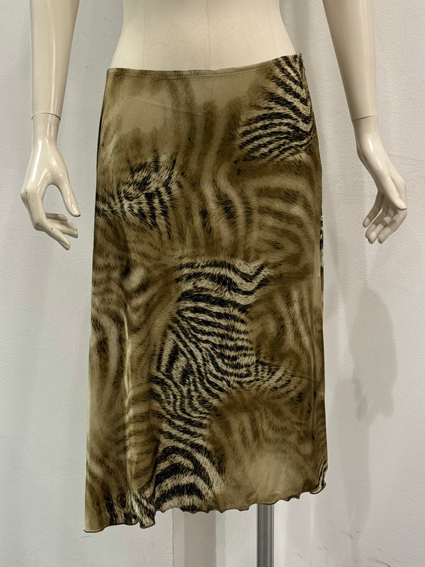 2000s Roberto Cavalli animal Print asymmetric midi skirt