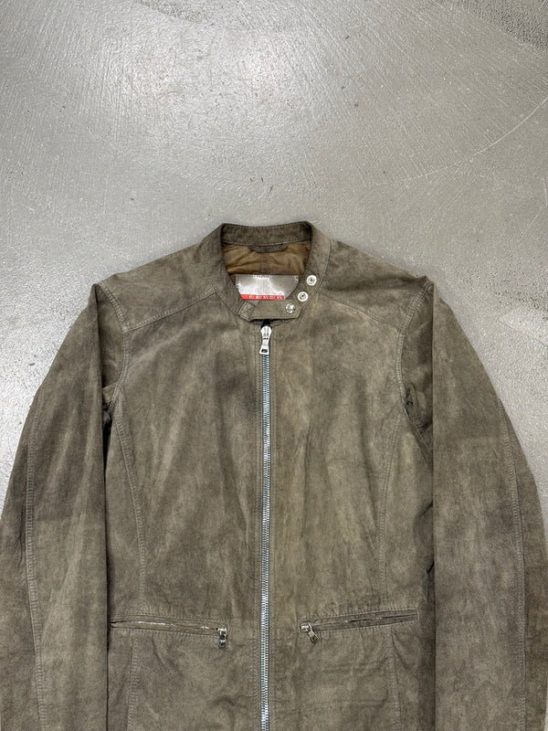 2000s Prada moto lace leather jacket