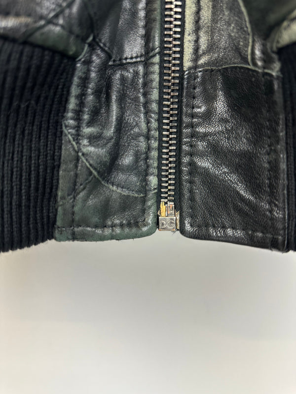 AW2008 Dolce & Gabbana patchwork bomber leather jacket