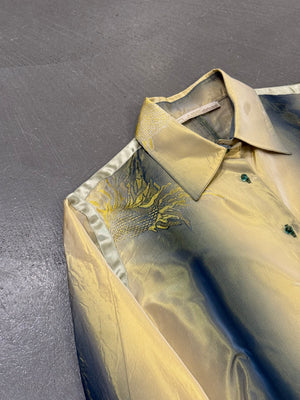 2000s Cavalli iridescent embroidered shirt
