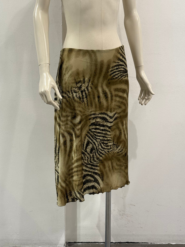 2000s Roberto Cavalli animal Print asymmetric midi skirt