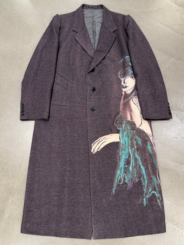 A/W2024 Yohji Yamamoto Pour Homme Runway “Lady Print” Pinched Shoulder Long coat