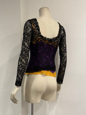 2000s Dolce & Gabbana lace double layer blouse