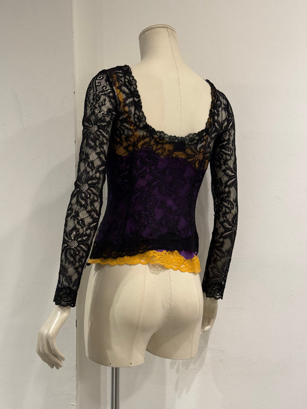 2000s Dolce & Gabbana lace double layer blouse