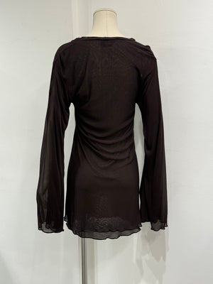 2000s Yves Saint Laurent by Tom Ford hybrid sheer blouse