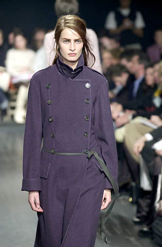 A/W2000 Ann Demeulemeester distressed leather double-breasted belted coat