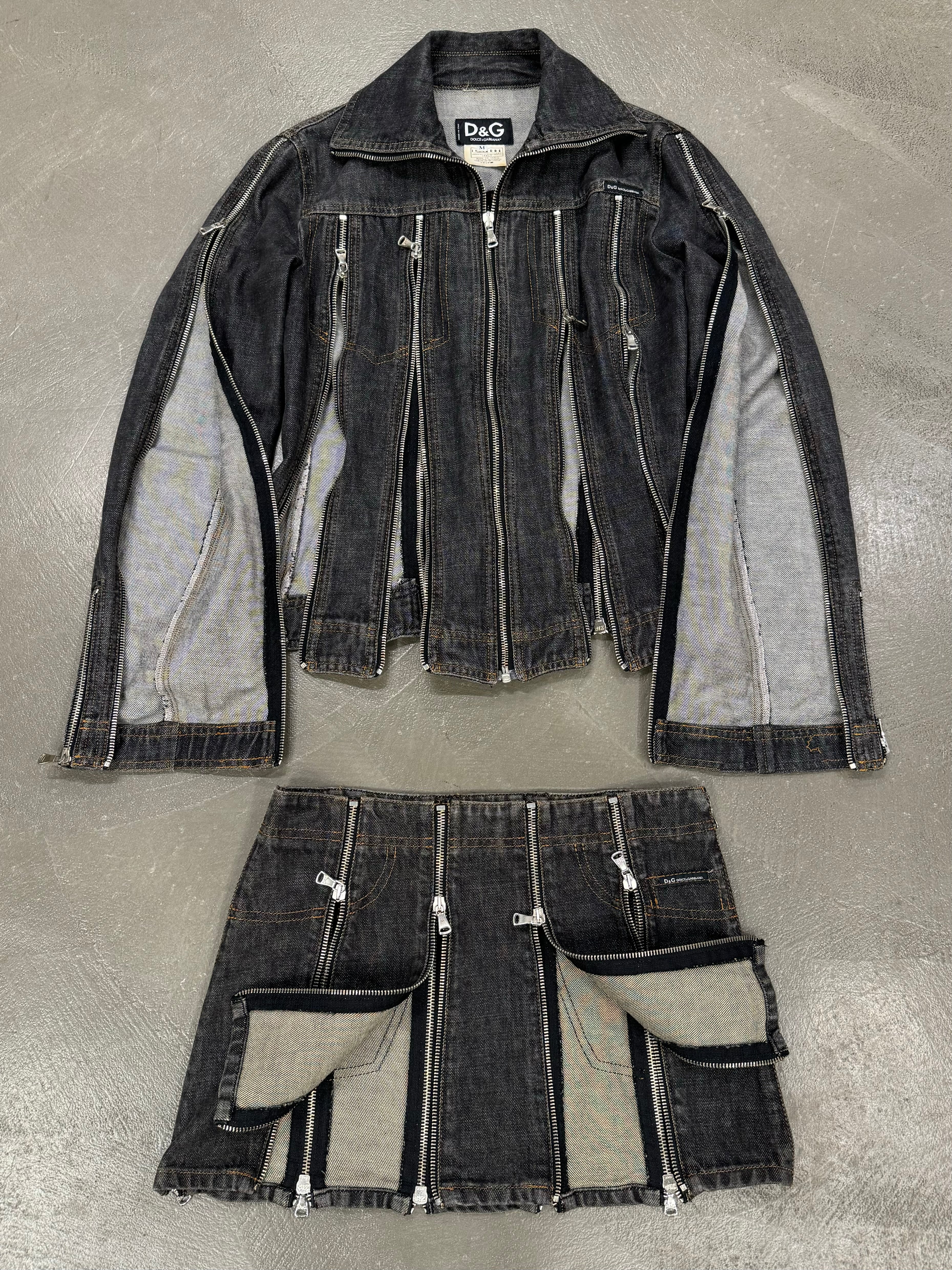 S/S 2004 Dolce & Gabbana zipper denim set (jacket + skirt)