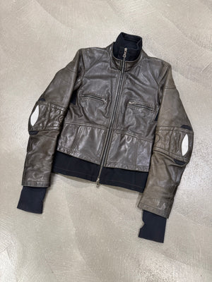 2000s Prada biker leather jacket
