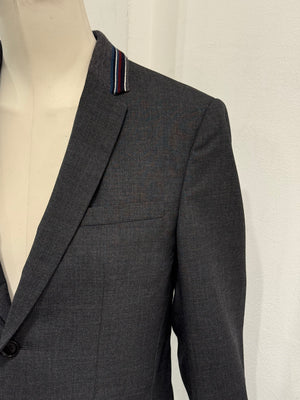 2010s Dior slim-fit tailored blazer with contrast striped collar