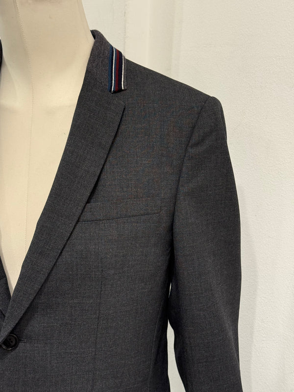 2010s Dior slim-fit tailored blazer with contrast striped collar