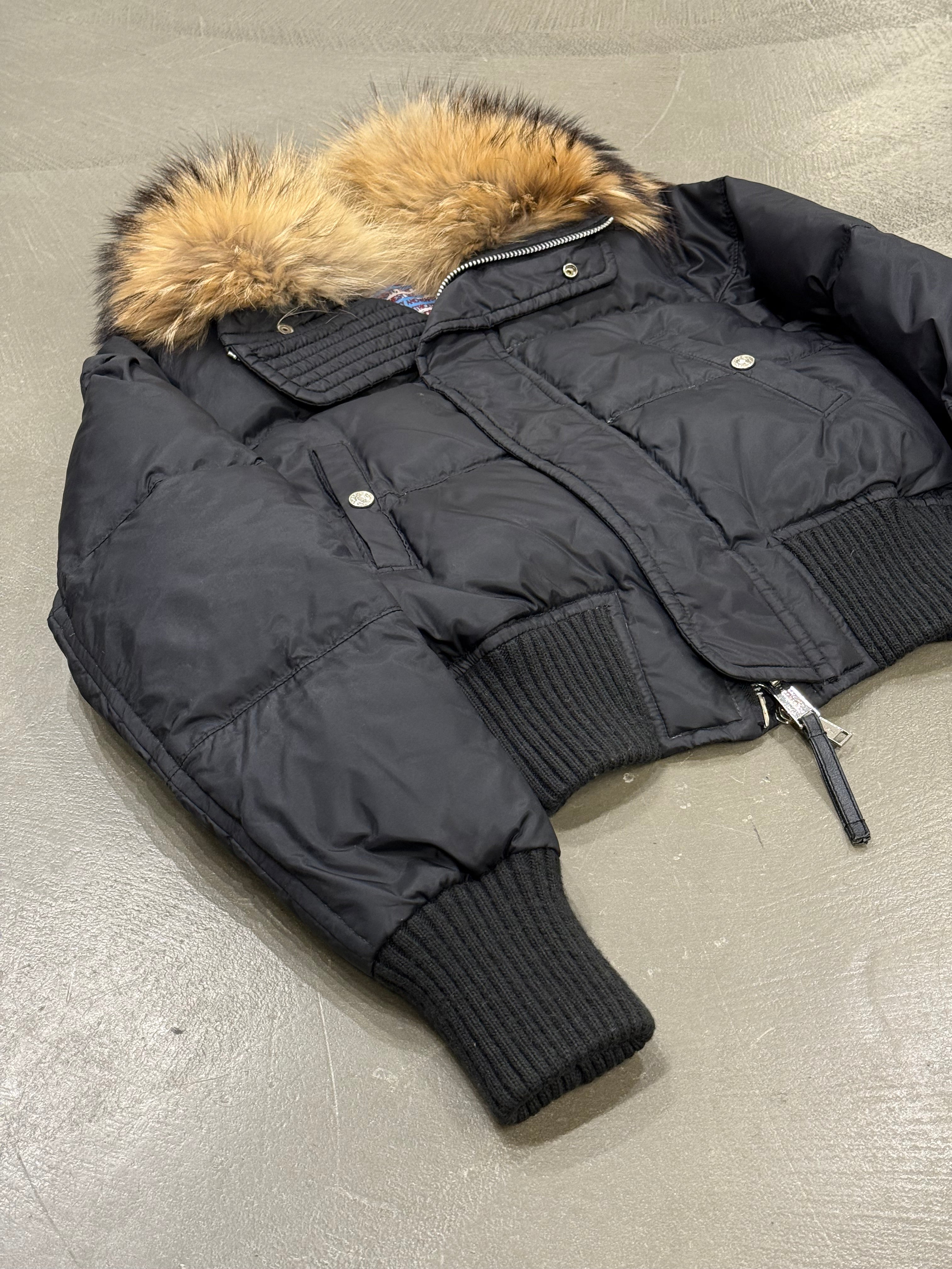 2000s Dsquared2 raccoon fur cropped puffer jacket