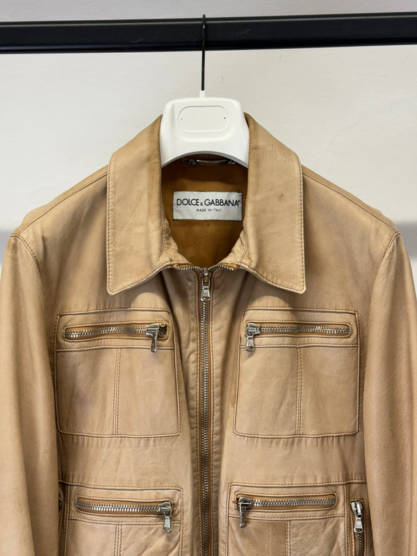 2002 Dolce & Gabbana zipper leather jacket