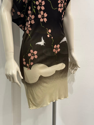 S/S2003 Gucci by Tom Ford runway cherry blossom dress with scarf