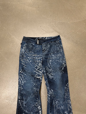 2000s Cavalli paisley print flare jeans