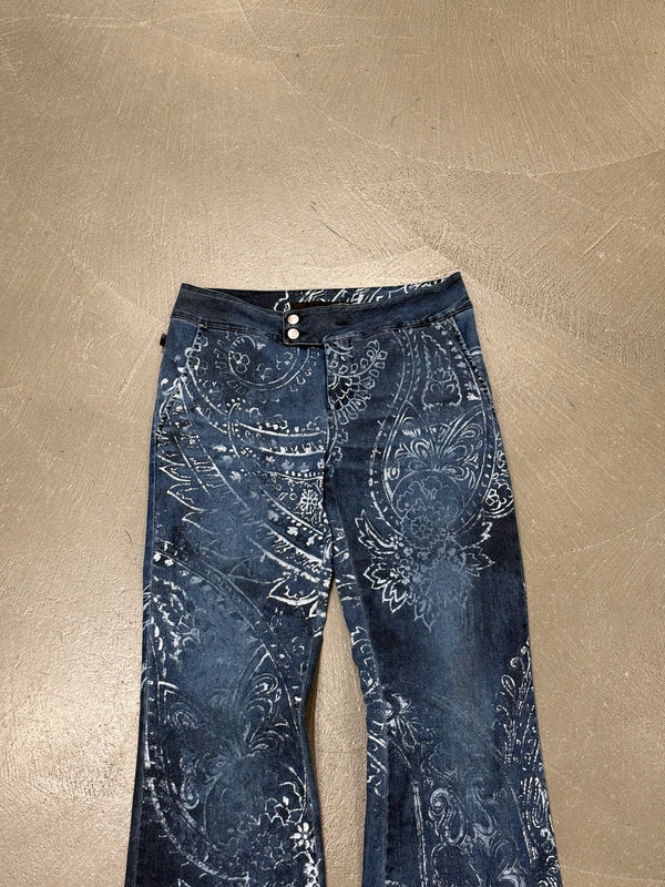 2000s Cavalli paisley print flare jeans