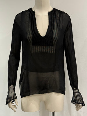 2000s Yves Saint Laurent by Tom Ford silk sheer blouse